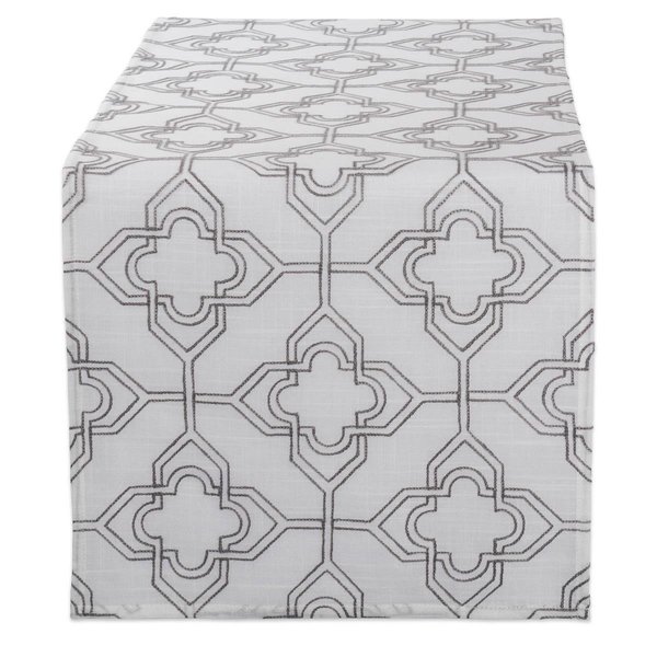 Design Imports Embroidered Lattice Table Runner - Off White Base CAMZ10503